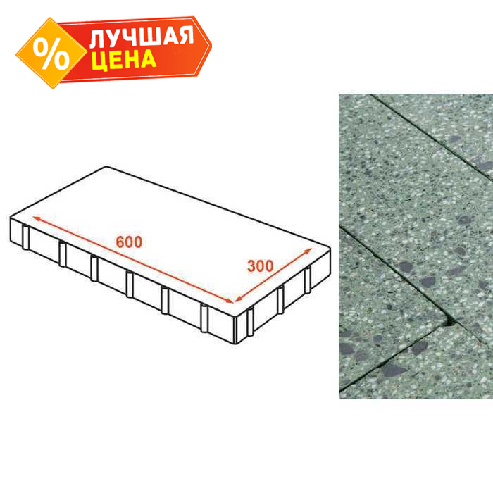 Плита тротуарная Готика Granite FINO, Порфир 600x300x80 мм