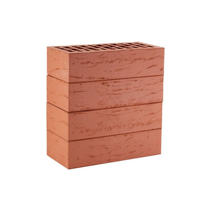 Кирпич облицовочный ЛСР красный рустик, утолщенные стенки, 250х120х65 мм